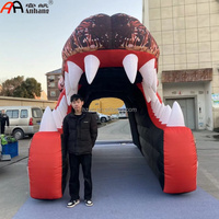 Tunnel gonflable en forme de bouche de dinosaure, tunnel d'entrée en forme de mâchoire de T-Rex pour carnaval, fête d'Halloween, événement, publicité extérieure, décoration