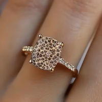 Bagues personnalisées en cuivre avec cabochon en verre imprimé léopard, bijoux fantaisie à motif animal pour femmes, vente en gros