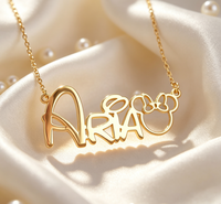 Collier personnalisé avec nom en lettre de dessin animé, en acier inoxydable plaqué or, bijoux de mode, chaîne avec pendentif personnalisé