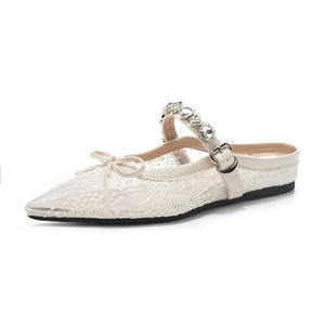 Women Summer <b>Flat</b> Sandals Designer <b>Pointed</b> <b>Toe</b> Mule Fashion Casual <b>Pointed</b> Shoes for Ladies Outdoor Wear Slippers - Product Image 6