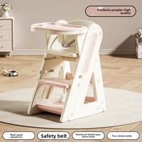Chaise haute portable en plastique Jingqi pour bébé avec fonctions de sécurité pour usage domestique, chaise d'apprentissage et de repas multifonctionnelle réglable