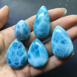 Maschinen geschnitten Ovale Form/polierte Kugeln/blauer natürlicher Larimar Cabochon Anhänger Edelstein