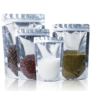 Silver Transparent Food Packaging Baggies Aluminum Foil Zip Lock Plastic Stand up <strong>Pouches</strong> with Ziplock and Clear Window - Product Image 1