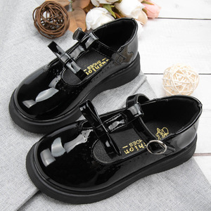 Zapatos Escolares de Verano al por Mayor para Niñas, de Cuero Negro con Lazo, para Viaje - Product Image 4