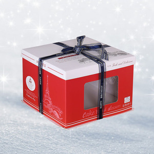 Luxury food grade PVC custom birthdays and weddings pet square cake box with ribbon