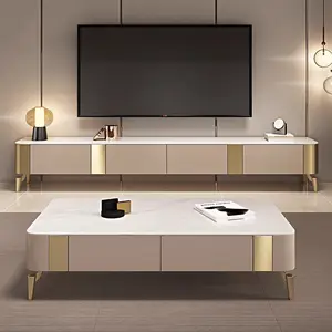 Modern Design Living Room Furniture Tv Table Luxury Television Stand And Coffee Table For Home Villa