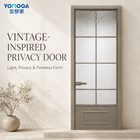 Puerta de Baño de Aluminio con Vidrio Esmerilado y Rejilla Decorativa