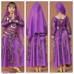 Costume de <span class=keywords><strong>danse</strong></span> ethnique indien Xinjiang pour filles, Lehenga Choli à manches longues - Product Image 3