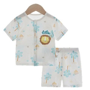 Ensemble short et t-shirt à manches courtes pour bébé, été, fin, pur coton, classe A, respirant, unisexe, vêtements climatisés pour bébé, deux pièces - Product Image 4
