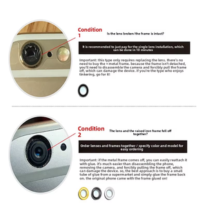 Anneau d'objectif de caméra <span class=keywords><strong>arrière</strong></span> tout-en-un avec verre pour <span class=keywords><strong>iPhone</strong></span>, pièce de réparation intégrée pour cadre intérieur/extérieur, remplacement haute clarté - Product Image 6