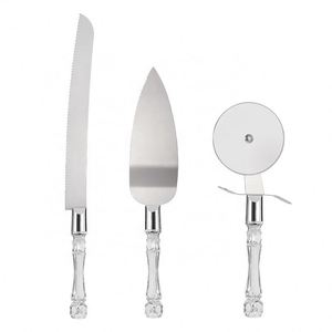 Stainless Steel Baking Wedding Cake Spatula Cutting Crystal Handle Pizza <b>Wheel</b> Knife Kitchen Tool Set - Product Image 1