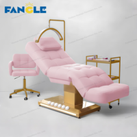 Table de massage électrique moderne lit 3 moteurs base en or de luxe réglable traitement cosmétique lit de spa médical avec Led