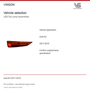Paires de feux arrière LED pour Audi A3 2017-2019, application LED d'origine - Product Image 5