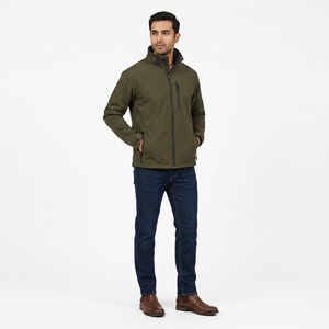 Custom Windproof Waterproof <b>Canvas</b> Softshell Windbreaker Breathable Sports Outdoor Jacket with Stand Collar Front Logo for Men - Product Image 1