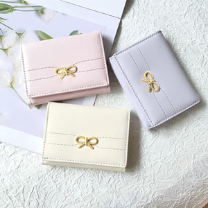 Coquette - Style Mini <b>Wallet</b> with Golden <b>Metal</b> Bow, Soft PU Leather Material for Daily Cash, Card, and Photo Storage - Product Image 6