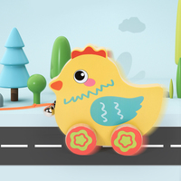 Jouet éducatif en bois en forme de crabe pour enfants Ligne de traction Bande dessinée Animal Remorque Jouets en bois