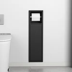 2024 Most Popular Matte Black Embedded Bathroom Sets Toilet Brush And Paper Holder With 304 Stainless Steel Material