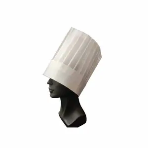 Disposable Paper Chef's Hat paper chef cap with tall square top 80g