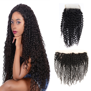 Pelo virgen rizado Jerry de alta calidad, extensiones de cabello humano brasileño con cierre de encaje hd, 4x4 - Product Image 1
