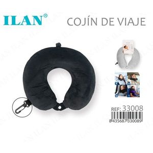 Cuscino da viaggio ILAN con supporto cervicale viscoelastico per viaggi in aereo, auto, autobus, comodo cuscino per dormire, nero - Product Image 1