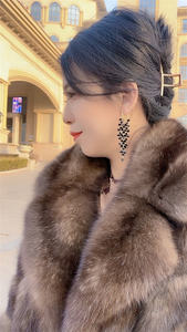 Star Shining Women's <strong>Plus</strong> <strong>Size</strong> Sable Fur <strong>Coats</strong> Long Natural Sable <strong>Swing</strong> <strong>Coat</strong> with Sable Trim Mink <strong>Coat</strong> - Product Image 5