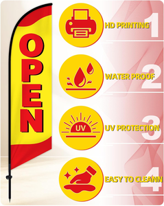 Drapeaux de plage personnalisés de 3m/3.5m | Drapeaux de bannière volants en polyester portables extérieurs Impression par sublimation de colorant polychrome - Product Image 6