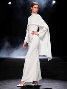 Vestido Abaya de Satén Elegante y de Lujo Modesto para Fiesta de Noche, Talla Grande, Color Sólido, con Cuentas, Largo, Estilo Maxi, Otoño, Venta al por Mayor 2026 - Product Image 6