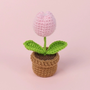 Bouquet en tricot doux fait main, cœur tissé pour tournesol, fil de laine, <span class=keywords><strong>crochet</strong></span> en coton, plante en pot, textile et artisanat - Product Image 4