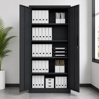 Armoire de rangement de bureau en métal noir, armoire à dossiers en acier verrouillable à deux portes pour documents, fournitures de bureau et archivage