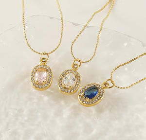 Collana in acciaio inossidabile placcato oro 18 carati all'ingrosso collana con zirconi a cuore collana con ciondolo a goccia di diamanti per le donne - Product Image 3