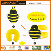 Oreiller de voyage 2-en-1 et peluche design abeille – Confort doux pour enfants et adultes, idéal maison, voiture, avion – Décoration mignonne, cadeau