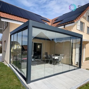 Schermo opzionale <span class=keywords><strong>in</strong></span> <span class=keywords><strong>legno</strong></span> con feritoie <span class=keywords><strong>in</strong></span> alluminio bioclimatico 6x4 impermeabile a parete elettrico con trattamento a pressione naturale - Product Image 2