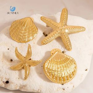 SUMMLY Personalized Luxury Ocean <span class=keywords><strong>Starfish</strong></span> 18K金メッキステンレススチール防水ブローチ非フェードファッションジュエリー - Product Image 1