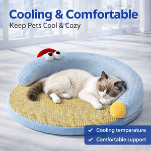 Cama Refrescante de Verano <span class=keywords><strong>para</strong></span> Mascotas, Colchoneta Transpirable de Ratán y Seda Helada, Cojín Lavable y Extraíble, Sofá Antideslizante <span class=keywords><strong>para</strong></span> Gatos y <span class=keywords><strong>Perros</strong></span>, Uso Interior - Product Image 1