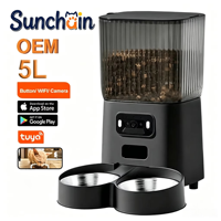 Distributeur automatique de nourriture pour animaux de compagnie OEM 5L durable avec caméra, contrôle par application Tuya 5G, machine d'alimentation automatique pour chiens et chats