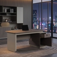 Petit bureau de direction moderne et minimaliste avec tiroirs, armoire de rangement, bureau d'ordinateur en bois, auto-assemblage