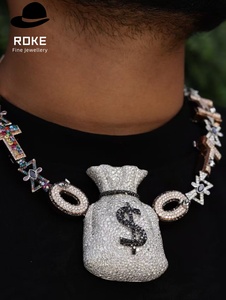 Colgante de Letra Bicolor 3D con Diamantes de Laboratorio - Joyería de Lujo Convertible en Oro de 9K/<span class=keywords><strong>14K</strong></span> Estilo Hip Hop (Certificado IGI) para Boda, Compromiso, Fiesta - Product Image 4