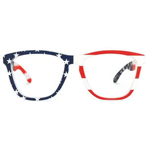 Nova Marca Óculos Zeelool OT01978 Full Rim Retângulo TR90 Óculos Clássico Bandeira Americana Unisex Óculos