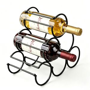 Porte-bouteilles moderne à 3 niveaux, porte-<span class=keywords><strong>vin</strong></span> décoratif pour 6 bouteilles, étagère de présentation de <span class=keywords><strong>vin</strong></span> en métal autoportante - Product Image 1