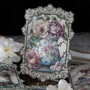 30 टुकड़ों/पैक सामग्री कागज दर्पण फूल सीमा श्रृंखला रेट्रो कला नोटबुक सजावट आधार 6 मॉडल - Product Image 4