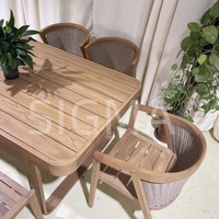 Nouvel ensemble de table et chaises de salle à manger en teck massif pour jardin extérieur, idéal pour villas, cours et hôtels – Vente chaude