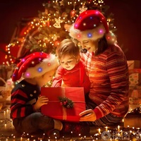 Chapeau de Noël lumineux LED en peluche pour adultes et enfants, décoration de fête de Noël, accessoires de Noël