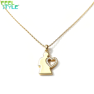 Collier pour père plaqué or en acier inoxydable avec pendentif cœur pavé de zircone cubique, résistant au ternissement, cadeau de bijoux pour papa - Product Image 2