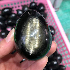 Golden Sheen obsidiana cristal Yoni huevo cristal Natural artesanía piedra semipreciosa herramienta <span class=keywords><strong>de</strong></span> masaje curativo para la venta - Product Image 1