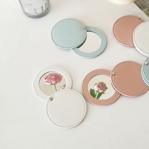Wholesale Portable Custom Logo Rotatable Pu Leather Cover Round <b>Small</b> Mini Compact Gift Makeup <b>Mirror</b> - Product Image 3