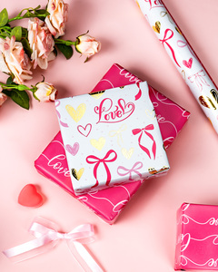 Valentine's Day gift wrapping <b>paper</b> Pink bow-shaped wrapping <b>paper</b> Wedding wrapping <b>paper</b> Gold heart-shaped wrapping <b>paper</b> - Product Image 4
