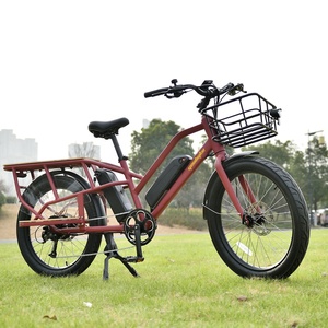 Vélo cargo puissant de 24 pouces, à longue portée, avec batterie au lithium 48V 14,5Ah, 500W, vélo électrique familial, siège pour bébé, vélo de livraison électrique - Product Image 5