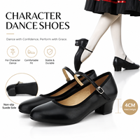 Chaussures de danse latine noires en cuir véritable pour femmes, idéales pour la salsa et la danse de salon, avec talon de 4 cm et semelle en caoutchouc, parfaites pour l'entraînement.