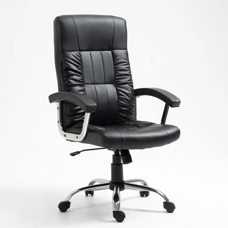 Chaise de bureau en cuir reconstitué à dossier haut pour bureau d'ordinateur, chaise noire pour Boos Manager Espagne Canada