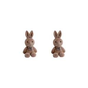 Winter Anime Bunny Ohr stecker Piercing für Frau All Match Nette Plüsch Kaninchen Ohrringe Cartoon Beliebte Flock ing Party Schmuck